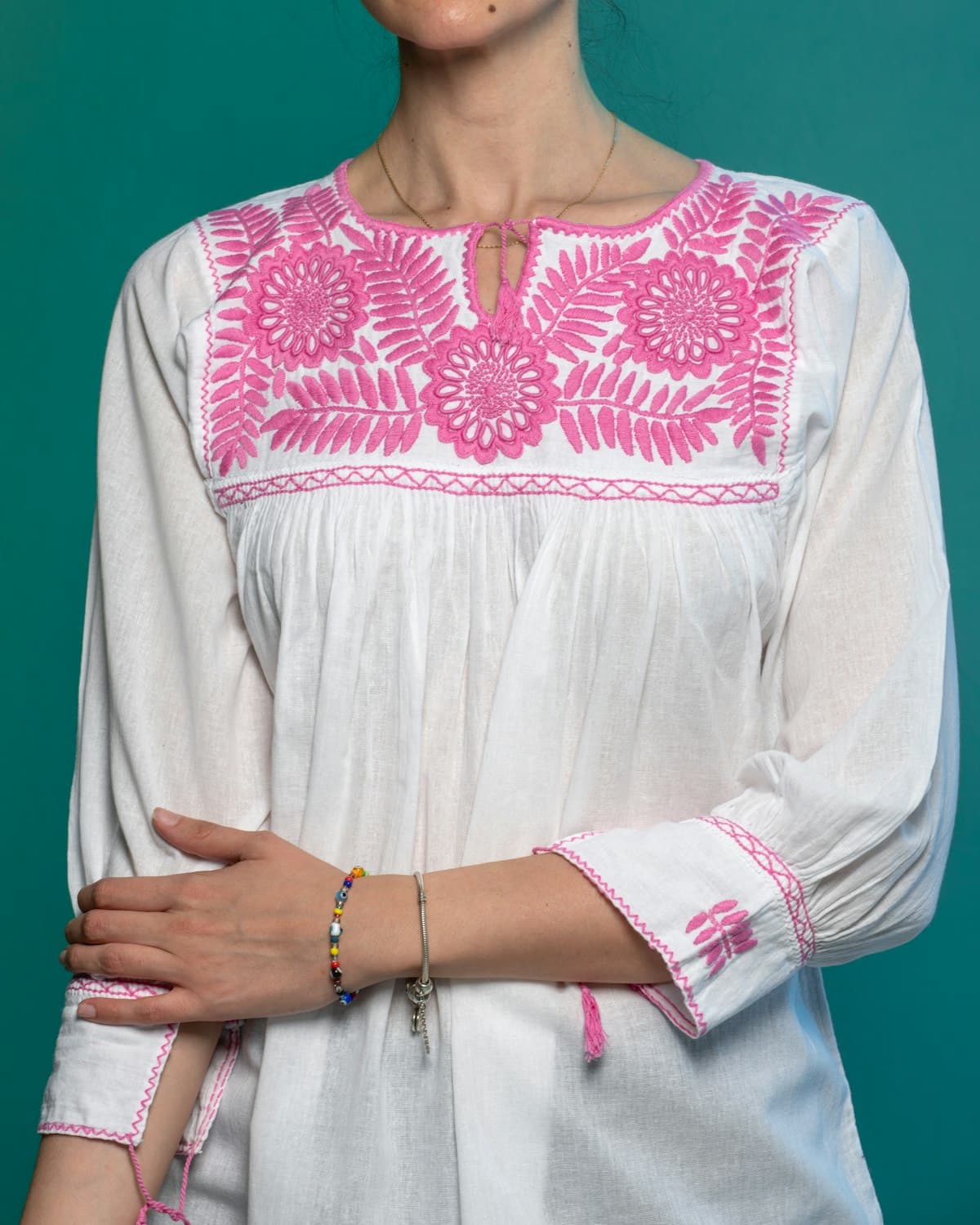Blusa cuello alforza