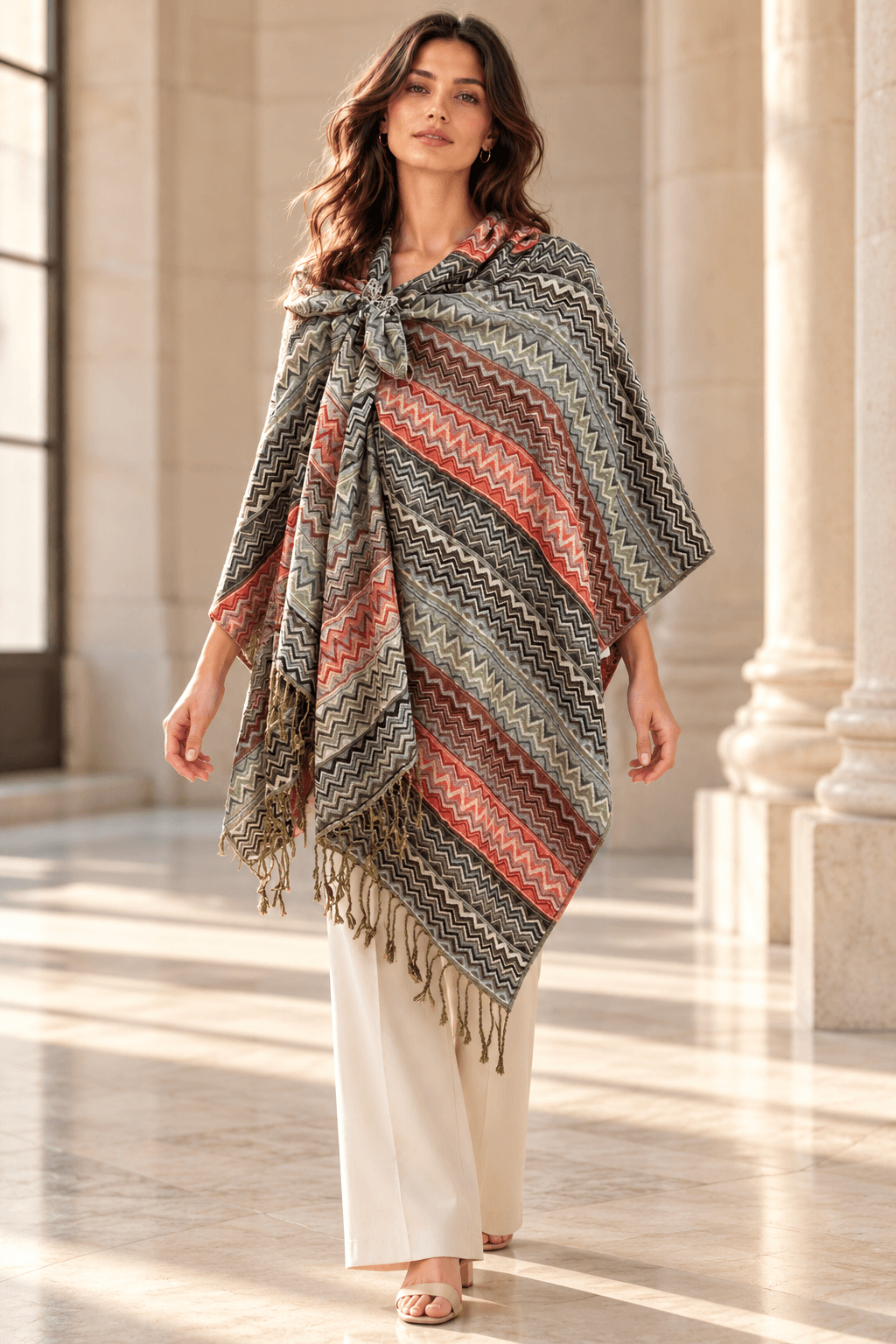 Chalina verde con franjas en zigzag